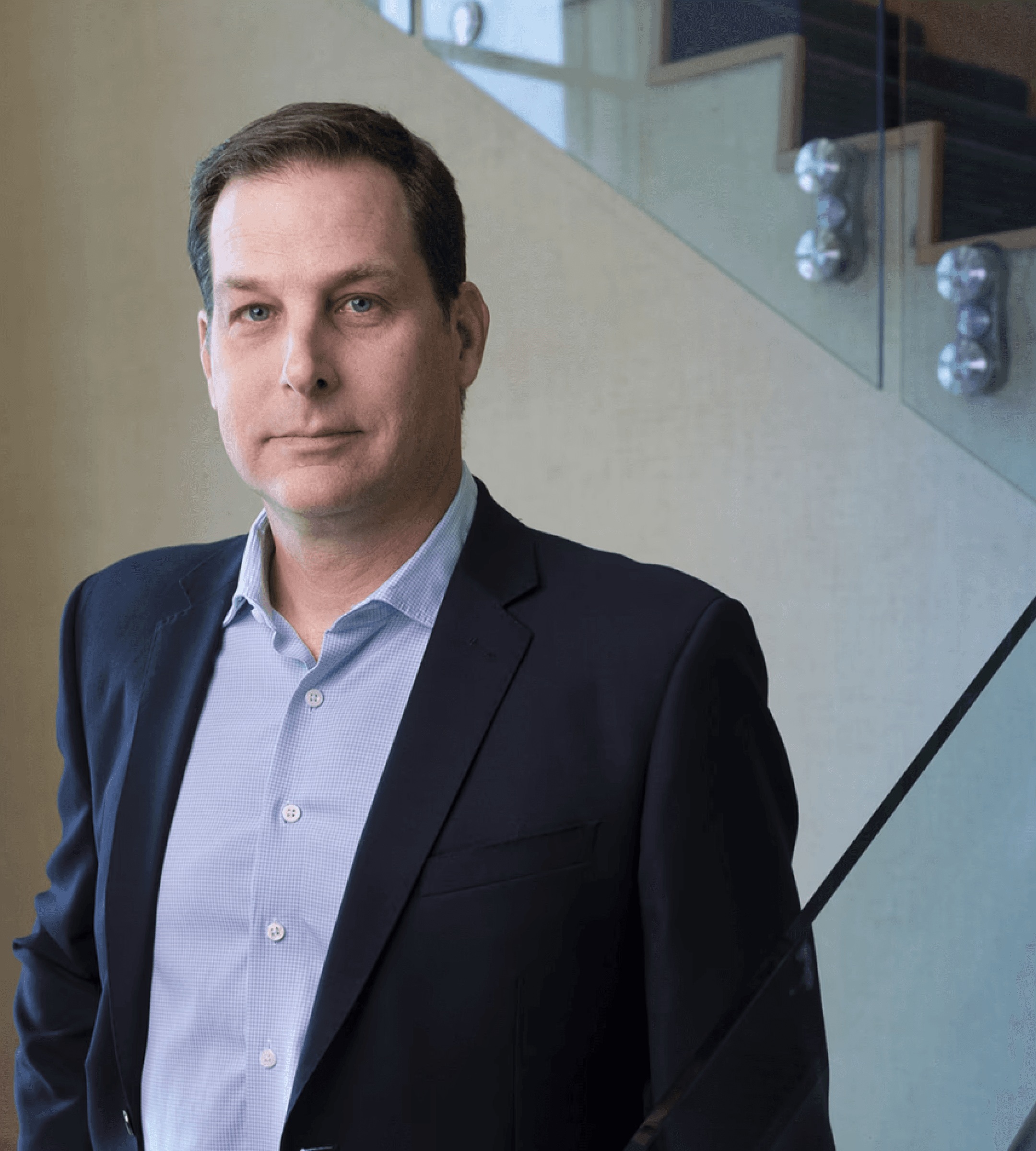 Scrivas founder Fernando Mendoza in a jacket and open-collar shirt