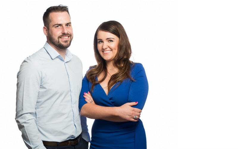 Sean McAllister standing beside PlotBox co-founder Leona McAllister