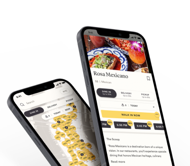 Two phone screens displaying Seated restaurant offers