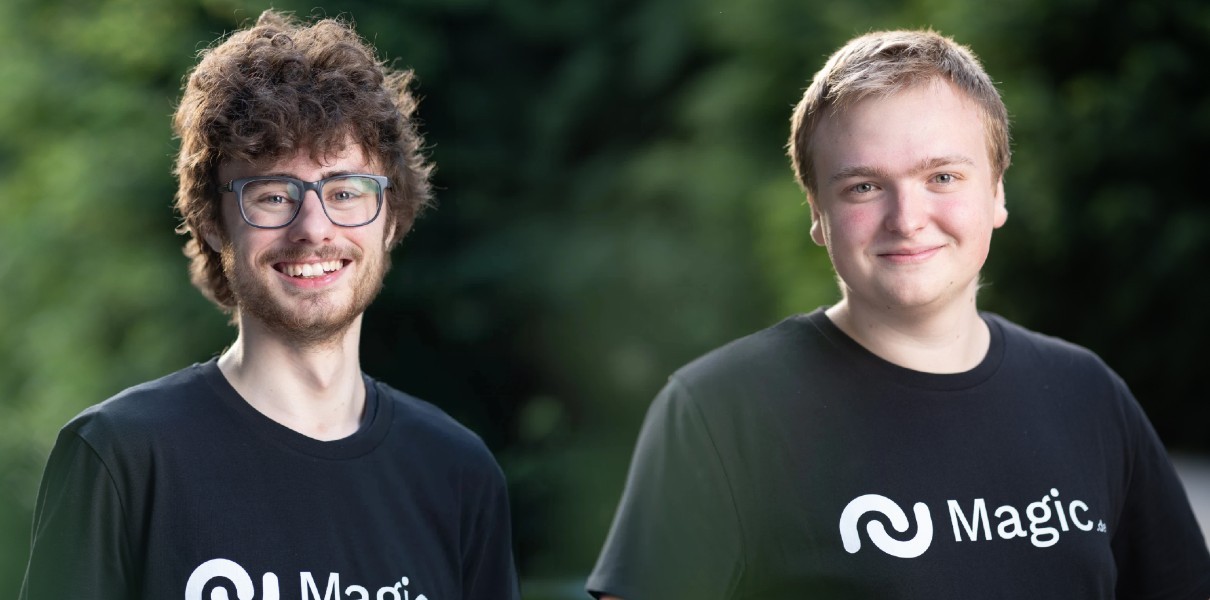 Magic co-founders Eric Steinberger and Sebastian De Ro standing together outdoors