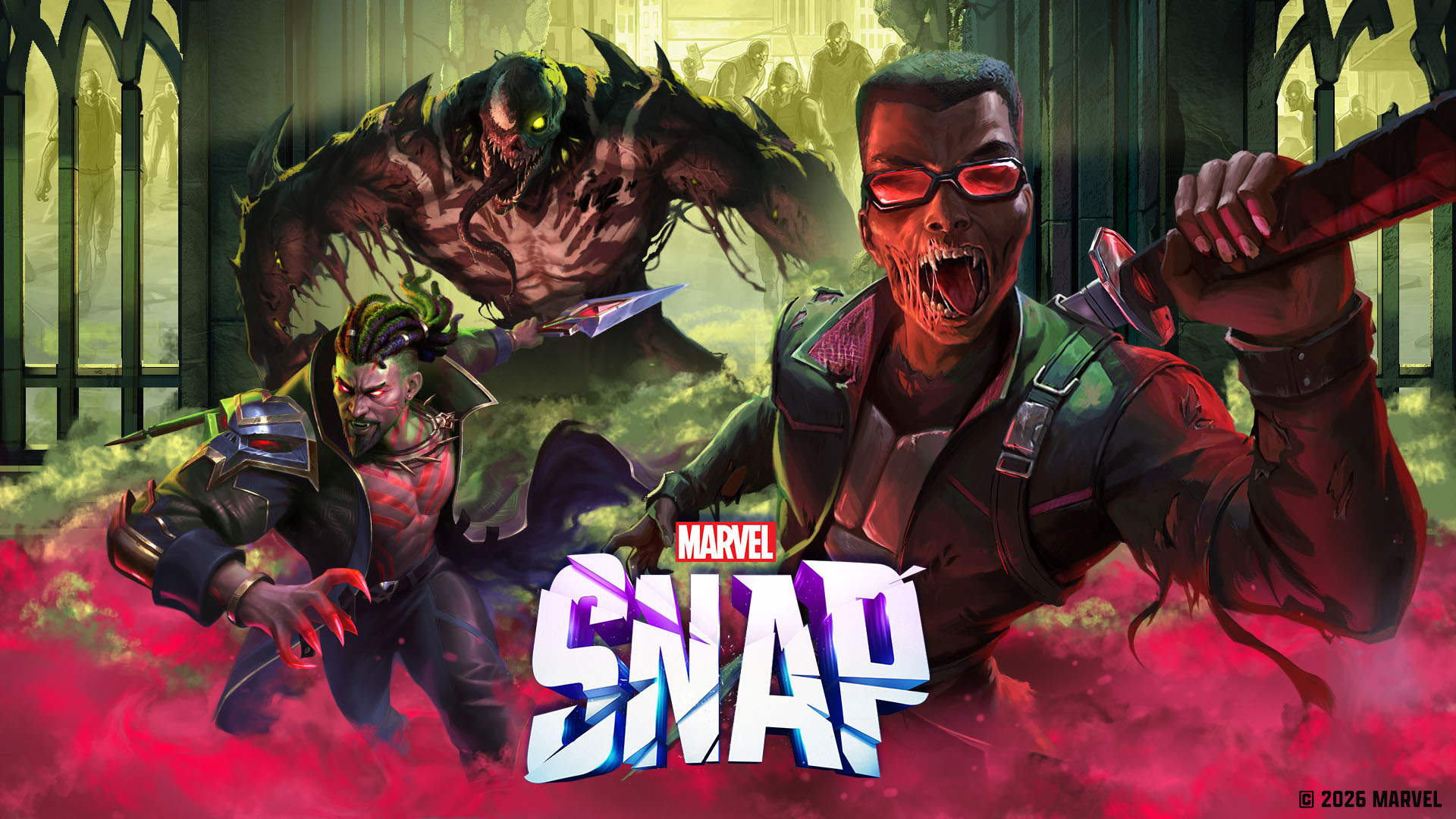 Marvel Snap Vampires vs. Zombies season artwork featuring opposing supernatural Marvel characters