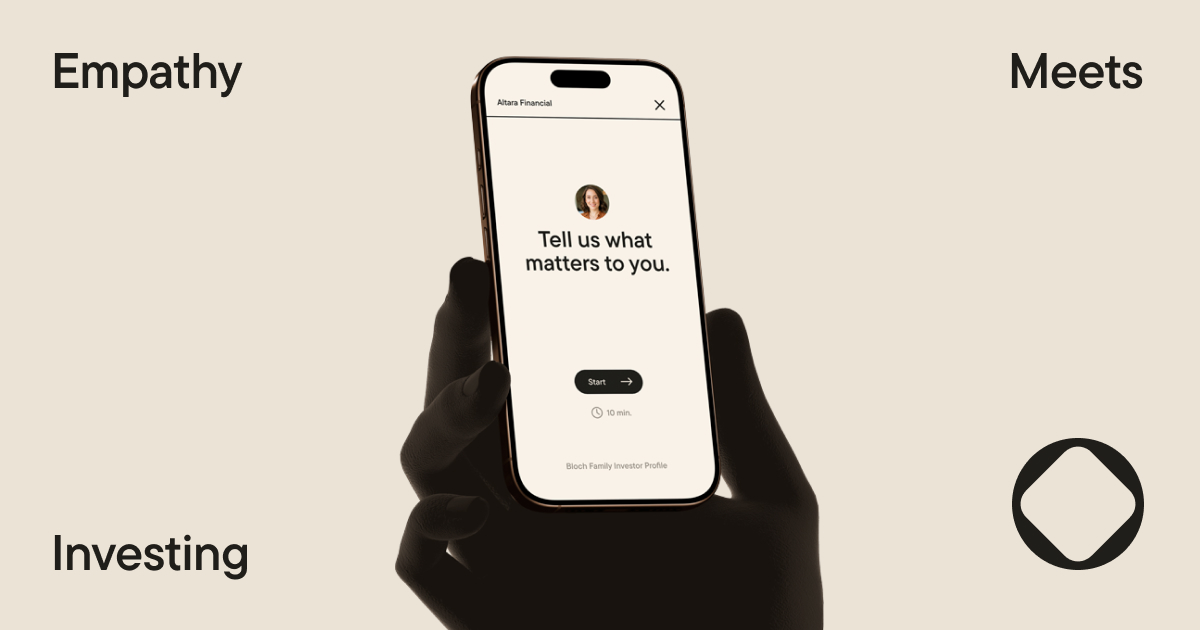 Seeds brand image - Empathy Meets Investing, showing the Seeds client assessment on a phone
