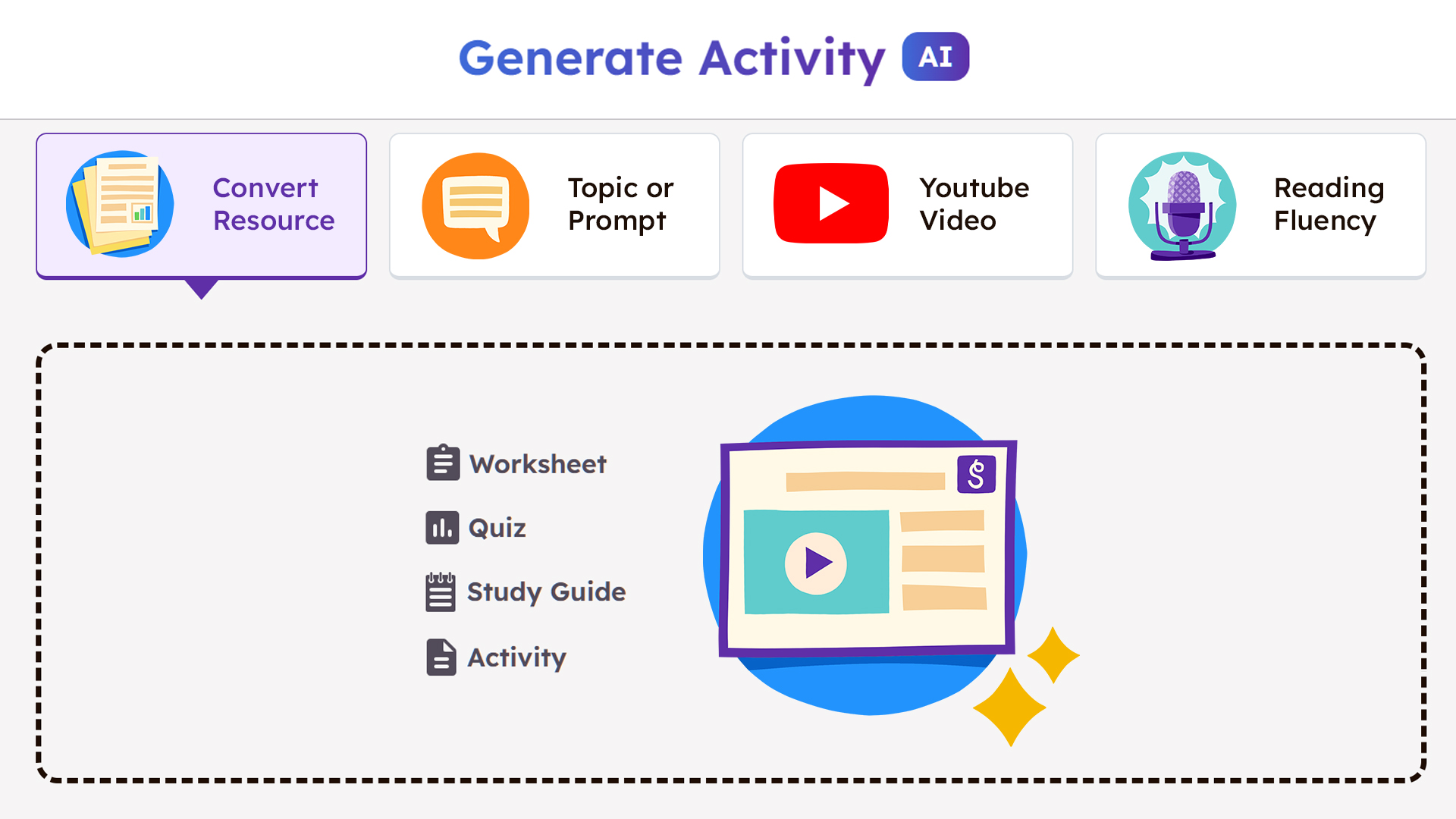 Official Seesaw product image demonstrating AI activity generation