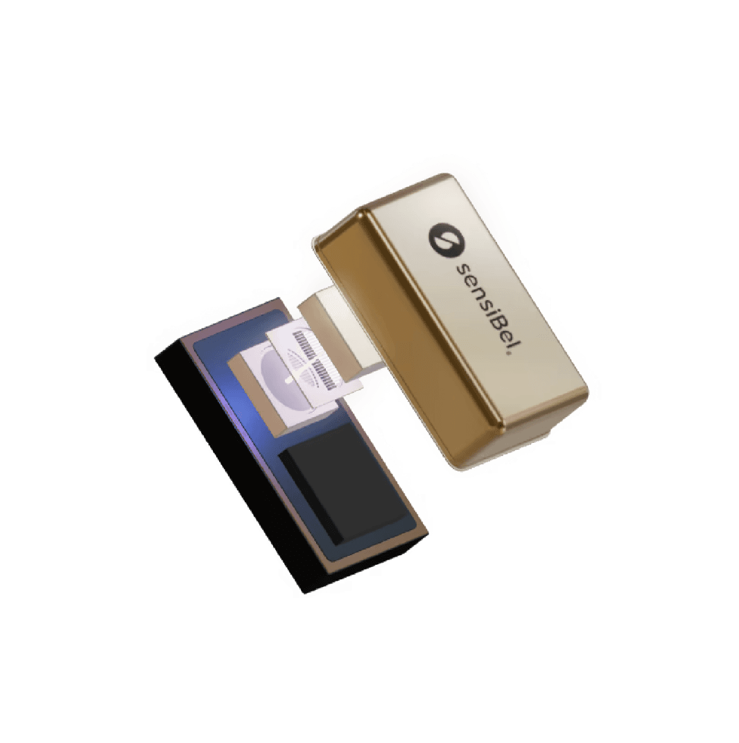sensiBel logo and optical MEMS microphone