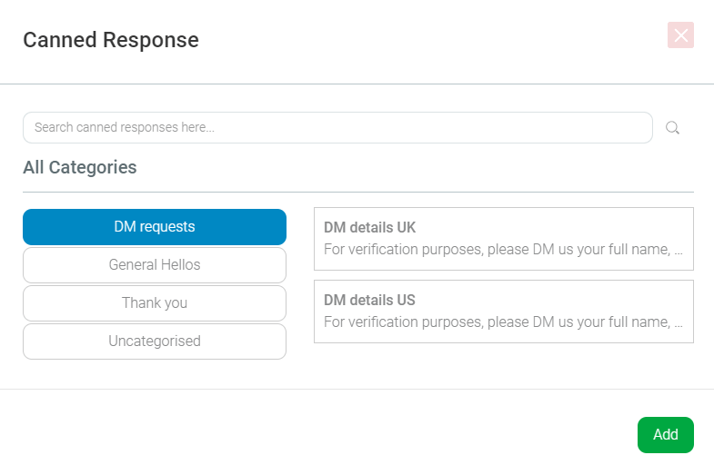 Sentiment canned responses and automation interface