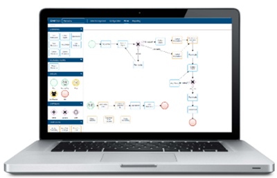 Historical CxEngage agent interface shown on a laptop in the 2016 AWS article