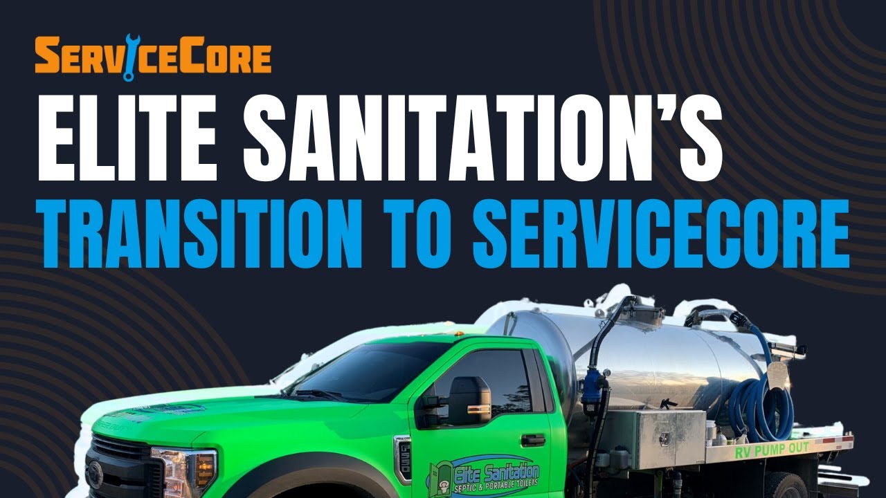 Elite Sanitation pump truck in a ServiceCore case study graphic