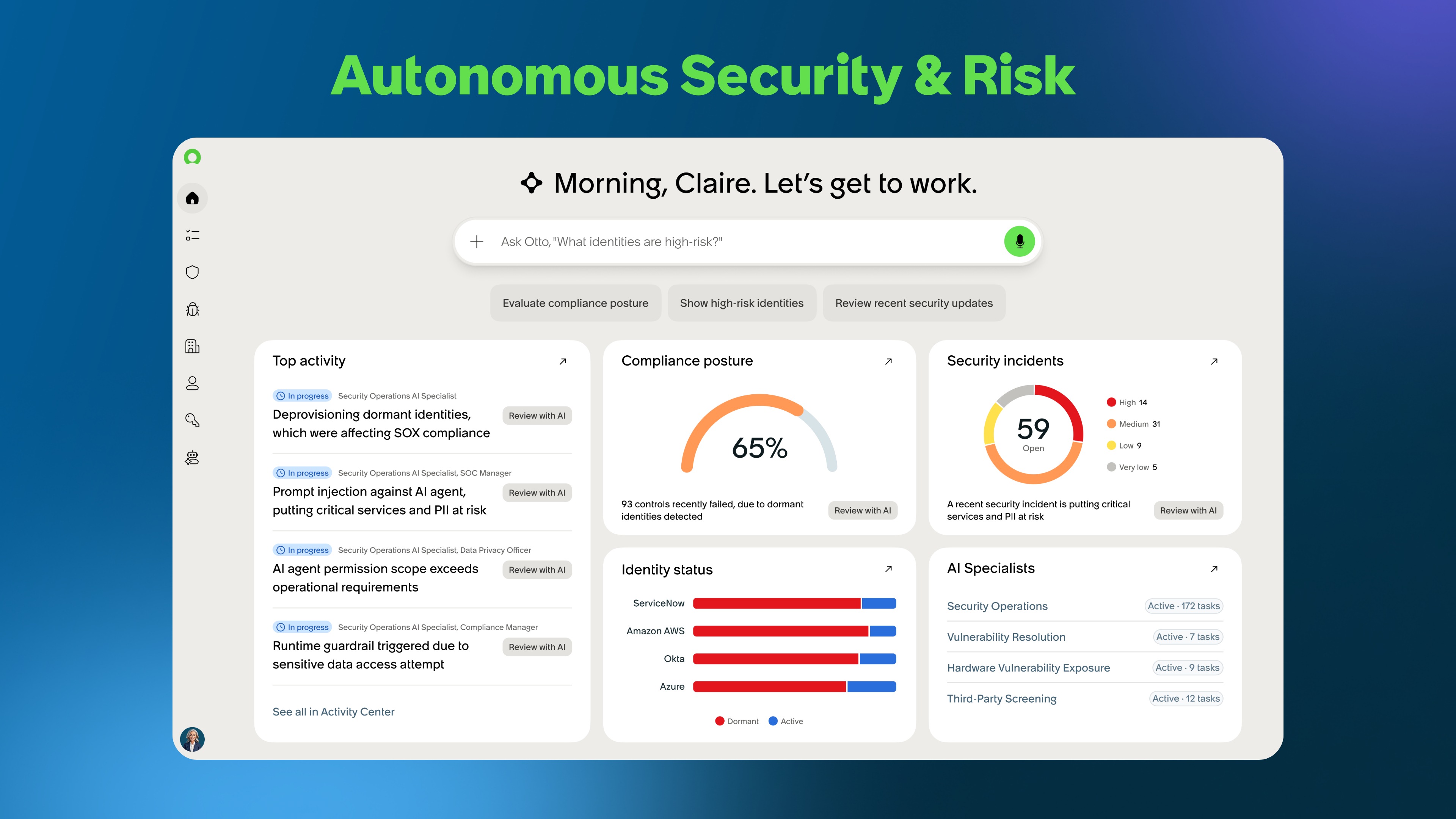 Company illustration of the Autonomous Security and Risk interface
