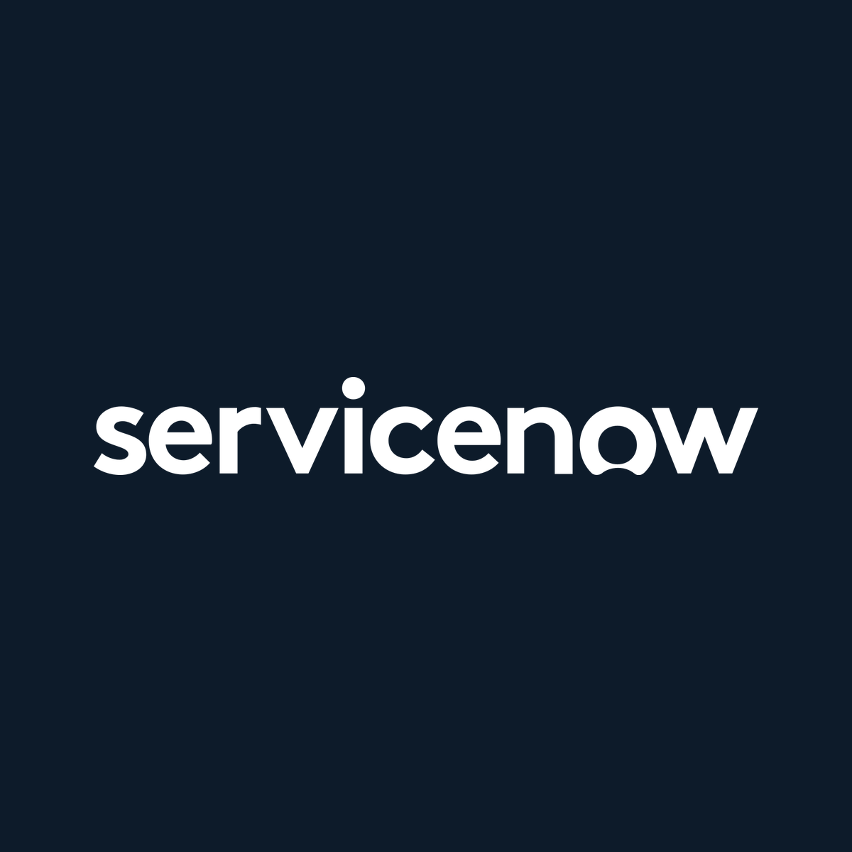 ServiceNow logo - white wordmark on navy