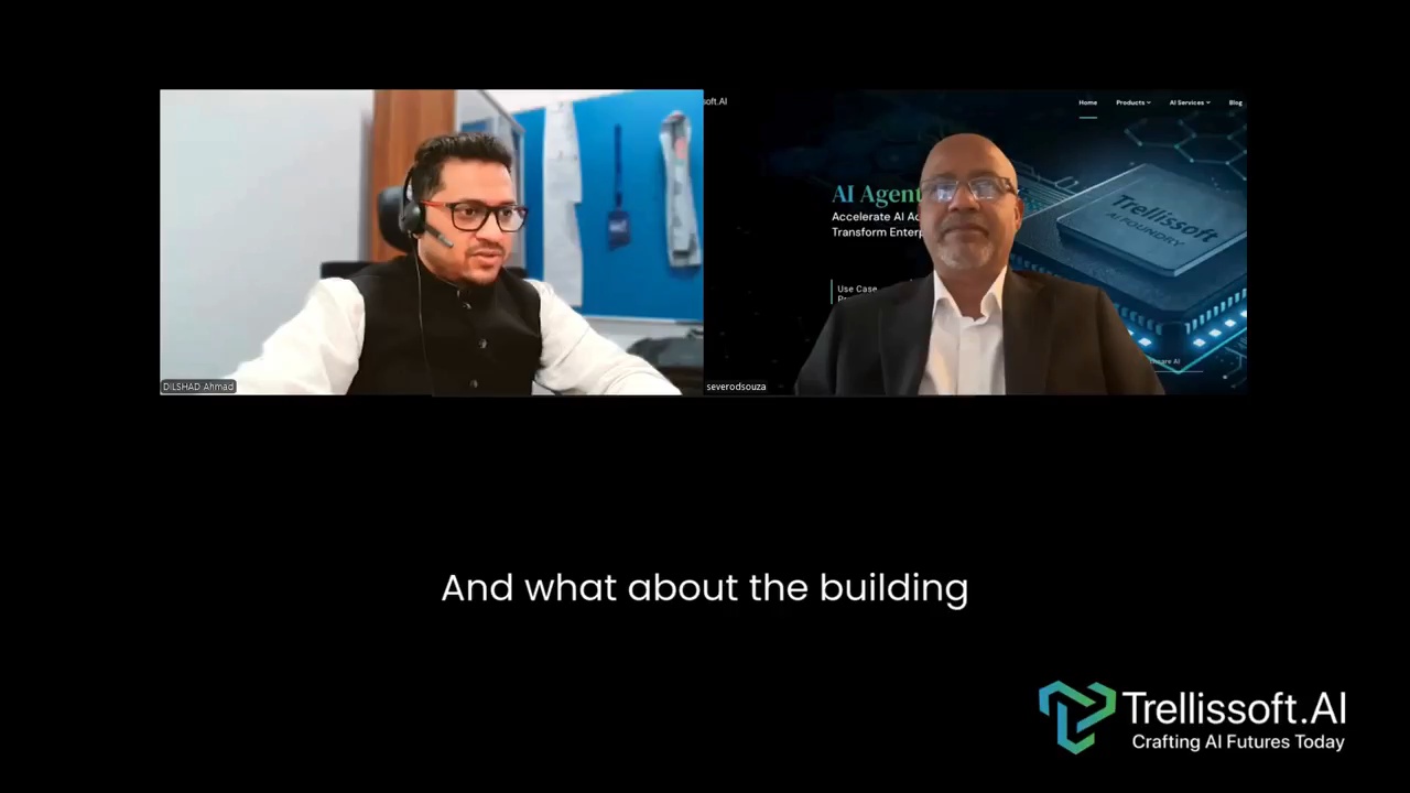 Dr. Dilshad, left, and Severo Dsouza, right, in Trellissoft's recorded contact-center AI conversation