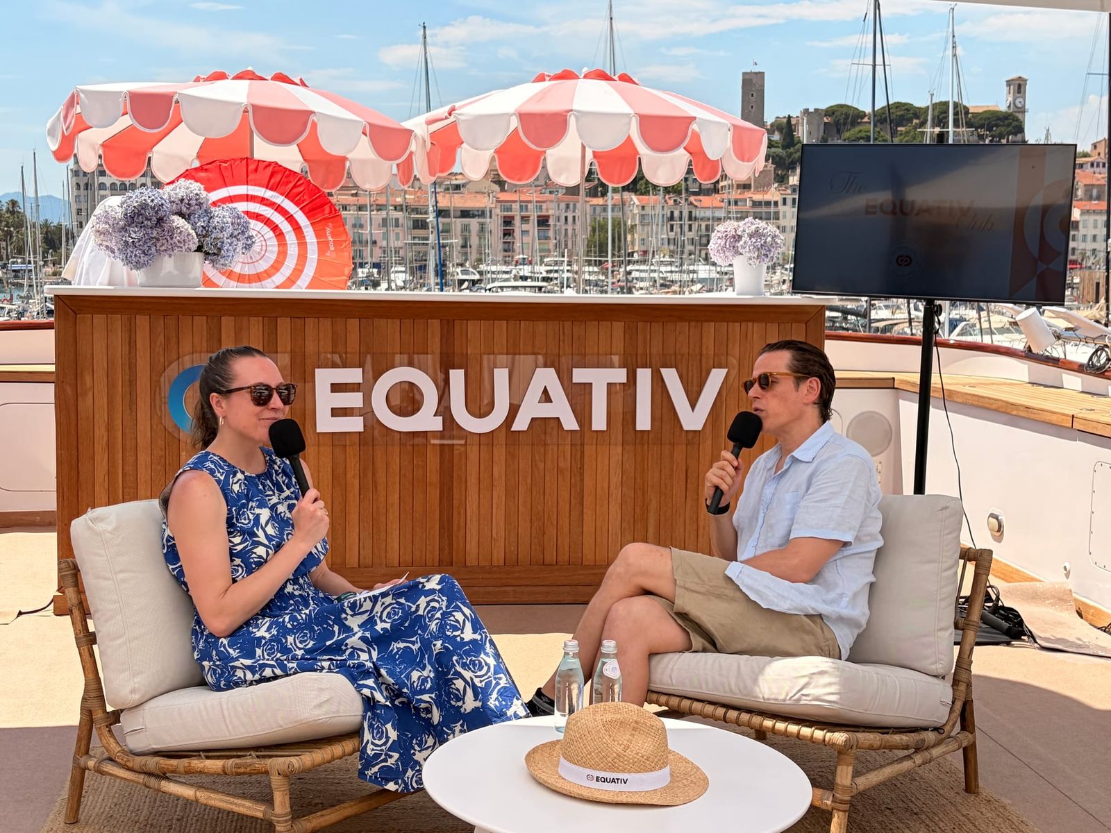 Shahar Sorek in conversation on a sunny terrace at Cannes Lions 2026