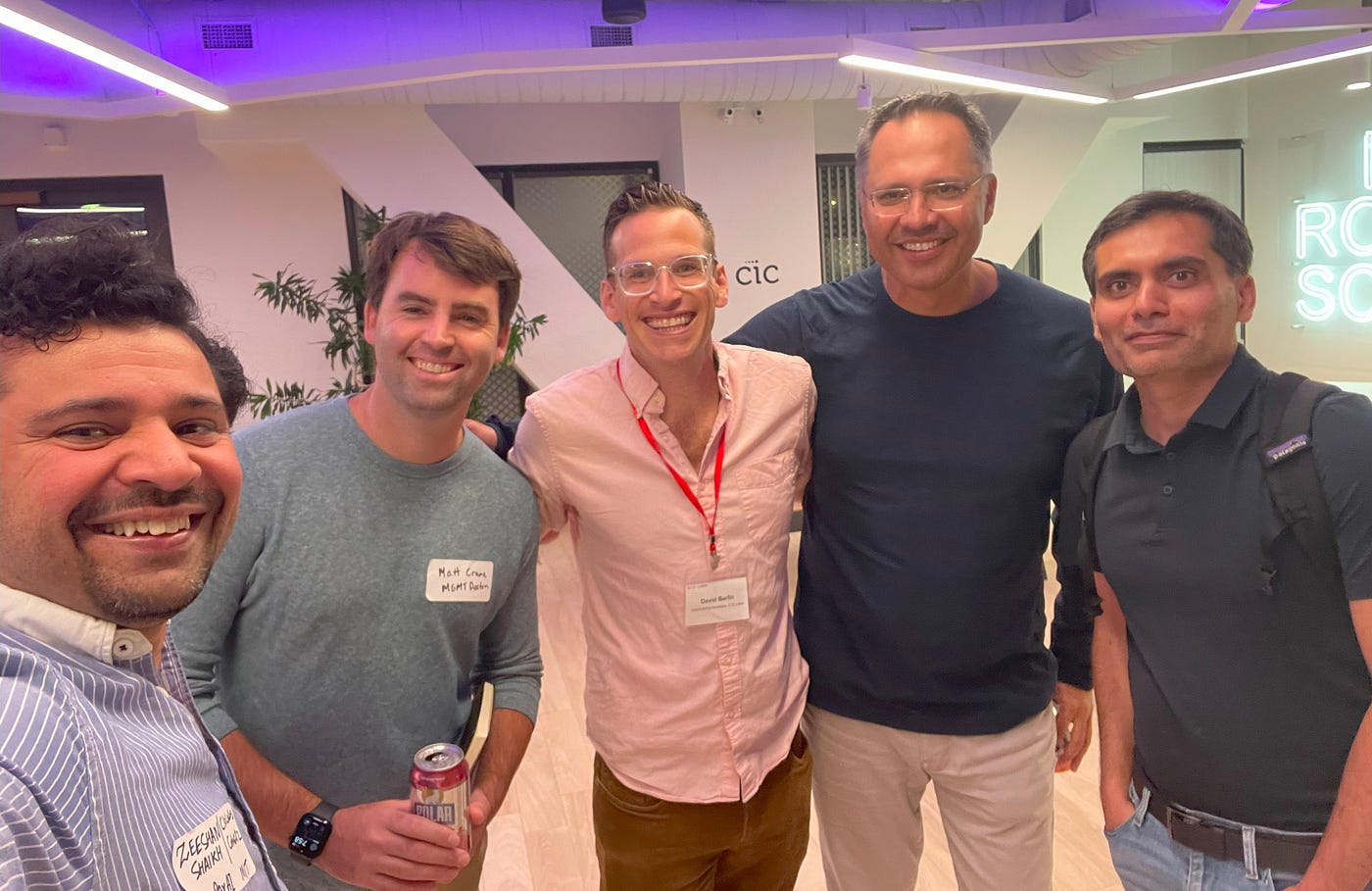 Shahid Azim, second from right, with attendees at the August 2024 C10 Labs and MGMT Boston event