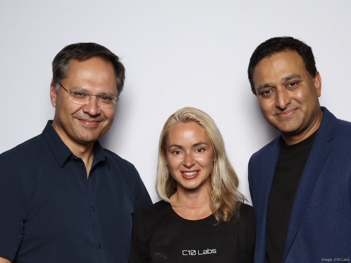 C10 Labs co-founders Shahid Azim, Patricia Geli and Ramesh Raskar standing together