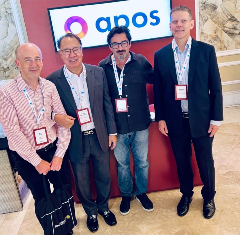 Shahid Butt with three media industry colleagues at APOS in Bali in 2023