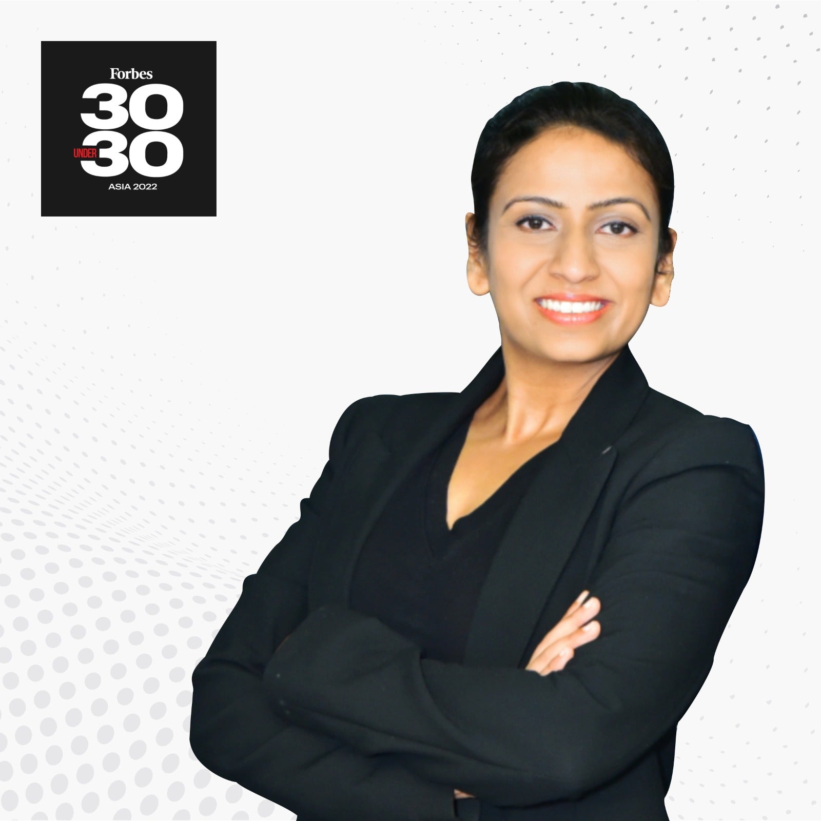 GlobalFair press artwork showing Shaily Garg alongside the Forbes 30 Under 30 Asia 2022 mark