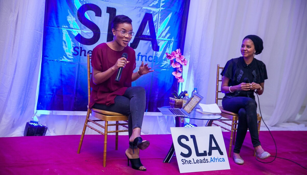 She Leads Africa co-founder Yasmin Belo-Osagie speaking during a panel conversation