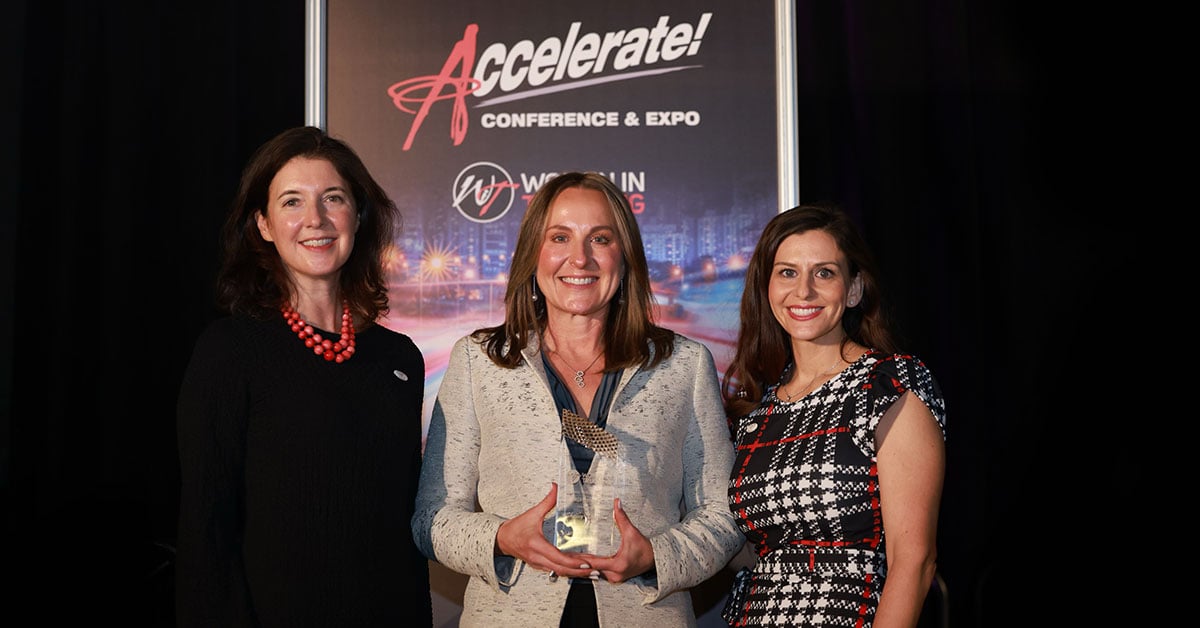 Jennifer Hedrick, Shelley Simpson and Lana Nichols at the 2023 Influential Woman in Trucking award presentation