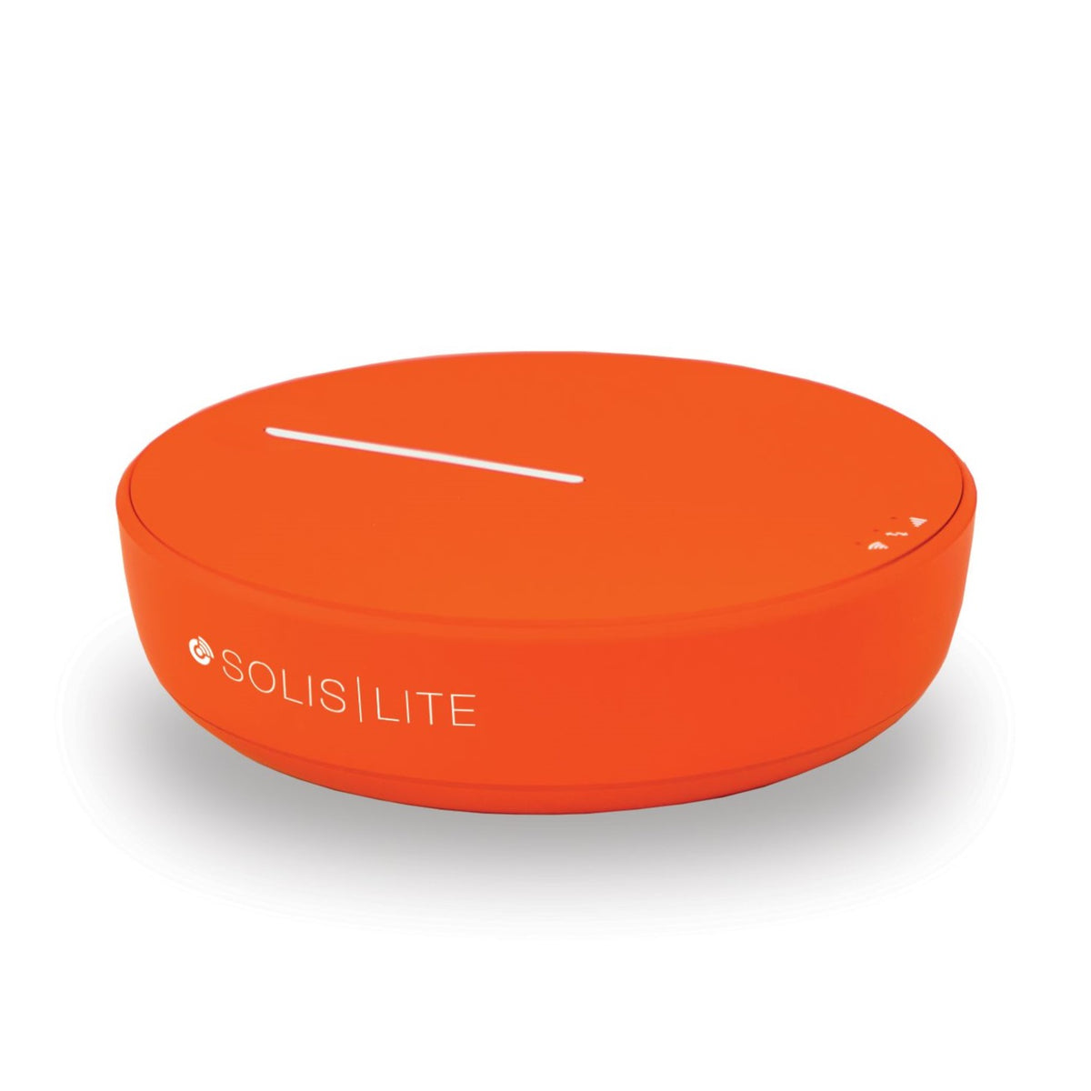 Orange Solis Lite portable Wi-Fi hotspot on a white background