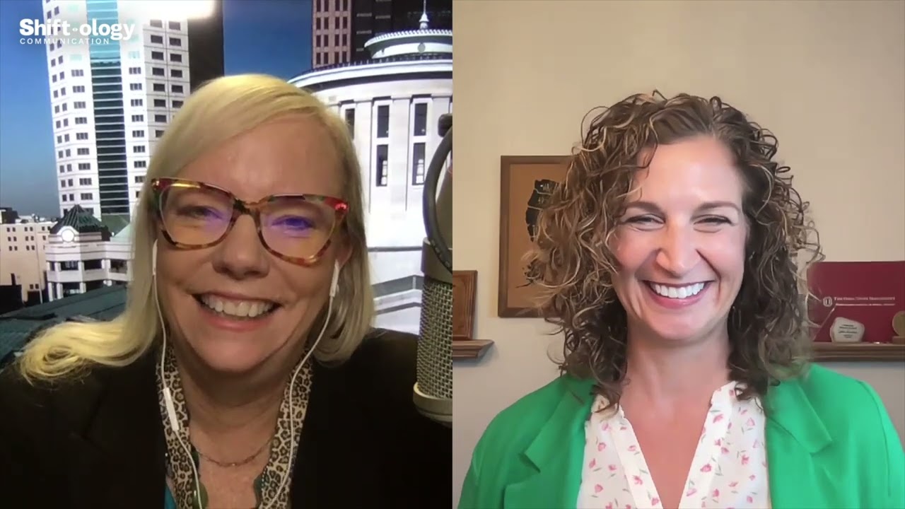 Shiftology team members in a branded virtual video conversation