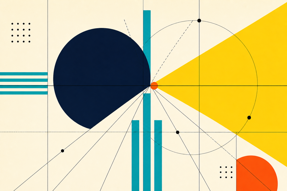 Abstract Swiss-style geometry converging at a bright focal point