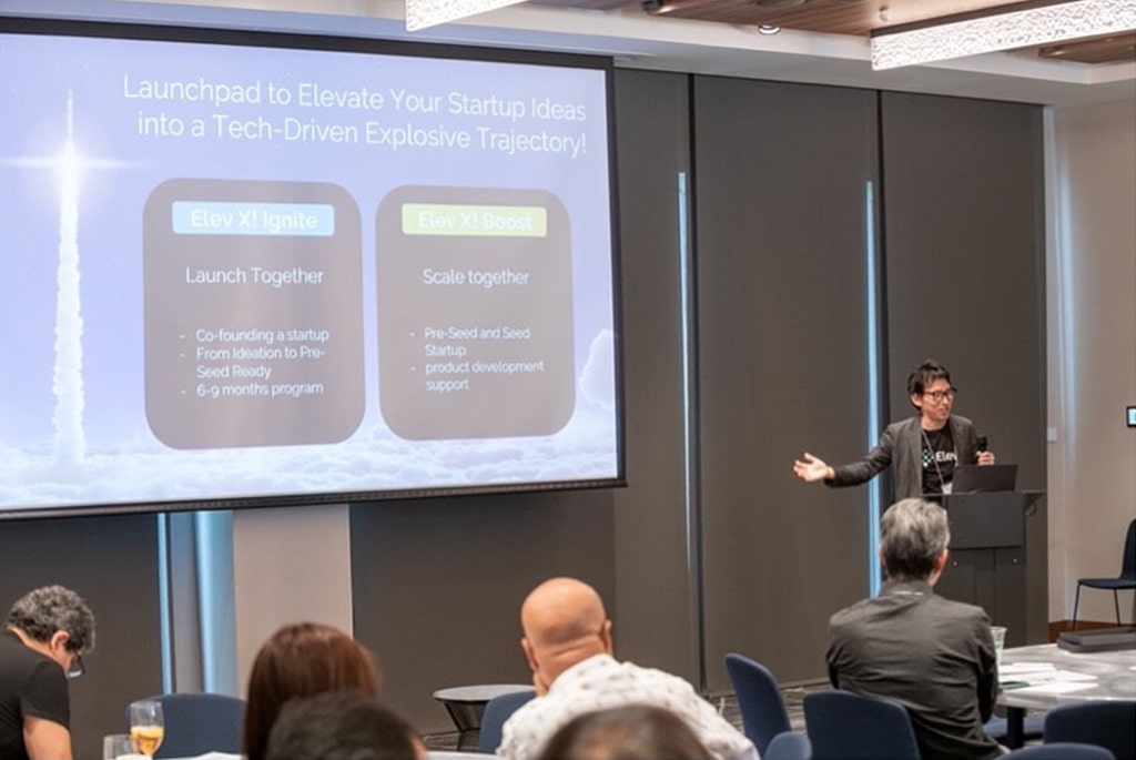 Shintaro Matsumoto presenting the Ignite and Boost programs at NEC X’s FutureFusion Forum