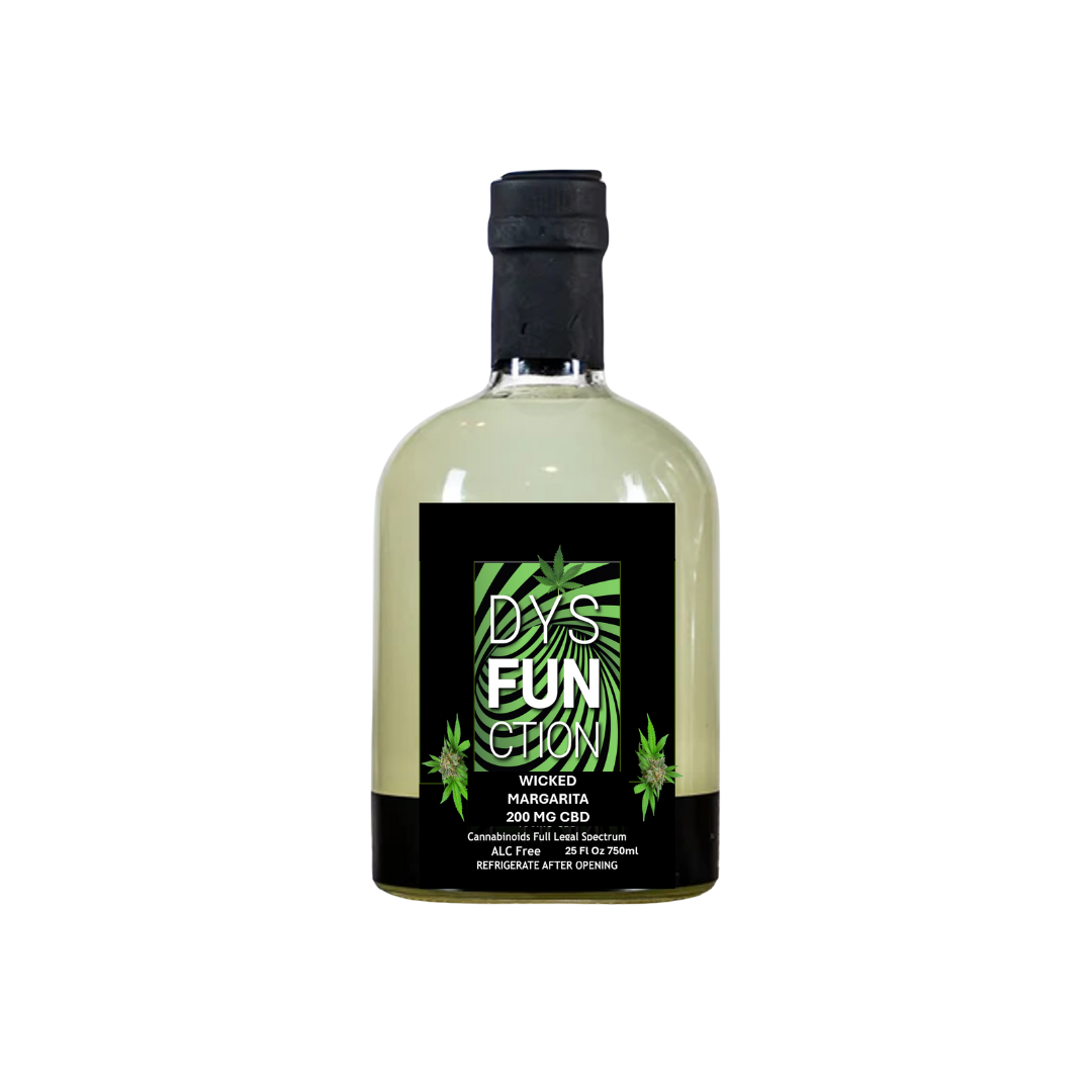 Shoe Crazy alcohol-free Wicked Margarita cannabinoid cocktail bottle