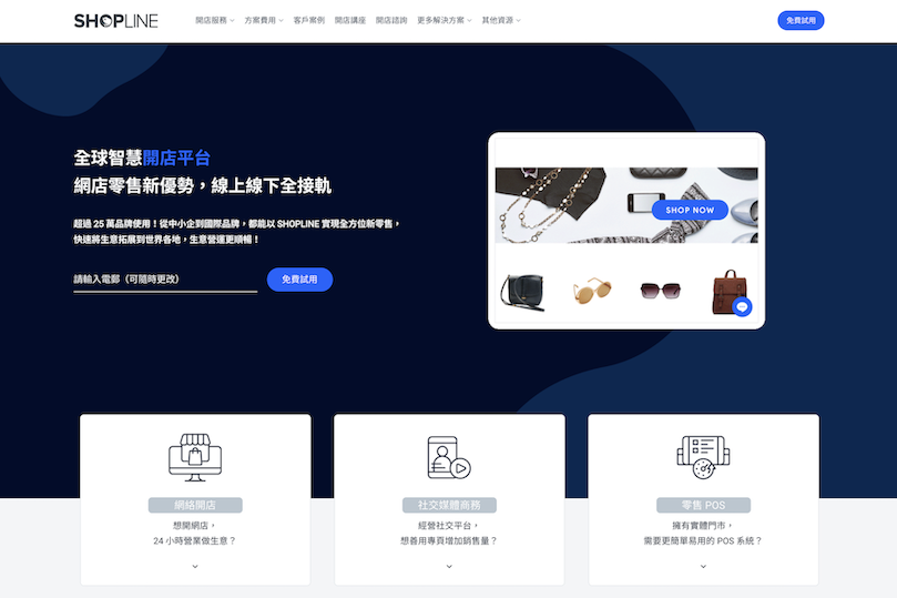 Archival SHOPLINE presentation showing online stores, social selling and retail POS