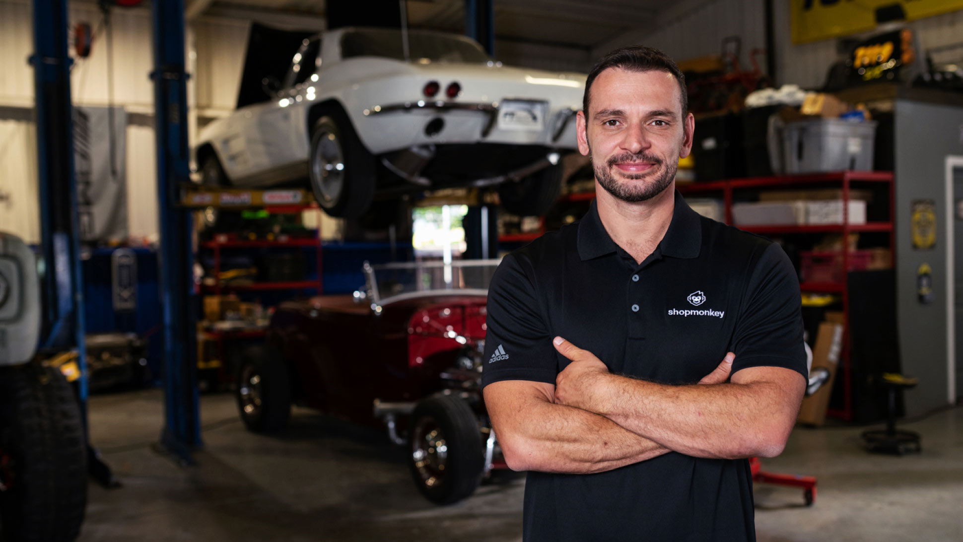 Shopmonkey founder Ashot Iskandarian in an auto repair shop