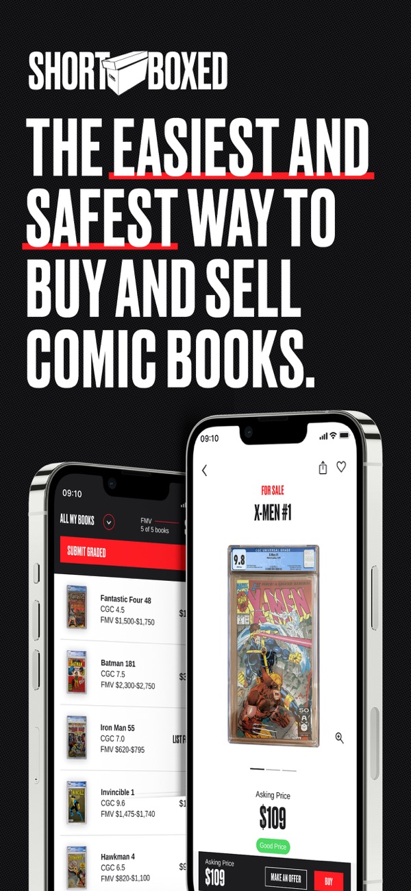 Shortboxed mobile app marketplace screen