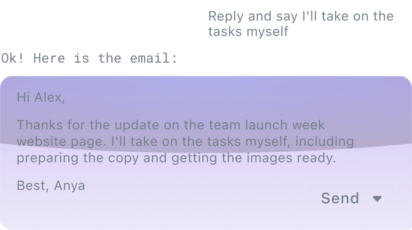 Shortwave AI drafting and improving an email reply