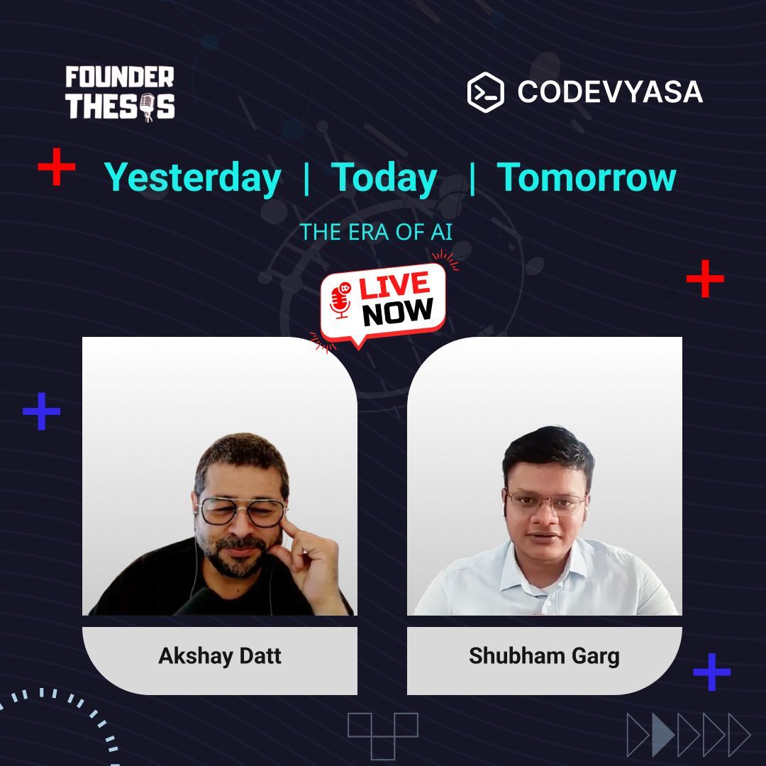 Founder Thesis episode artwork showing host Akshay Datt and guest Shubham Garg