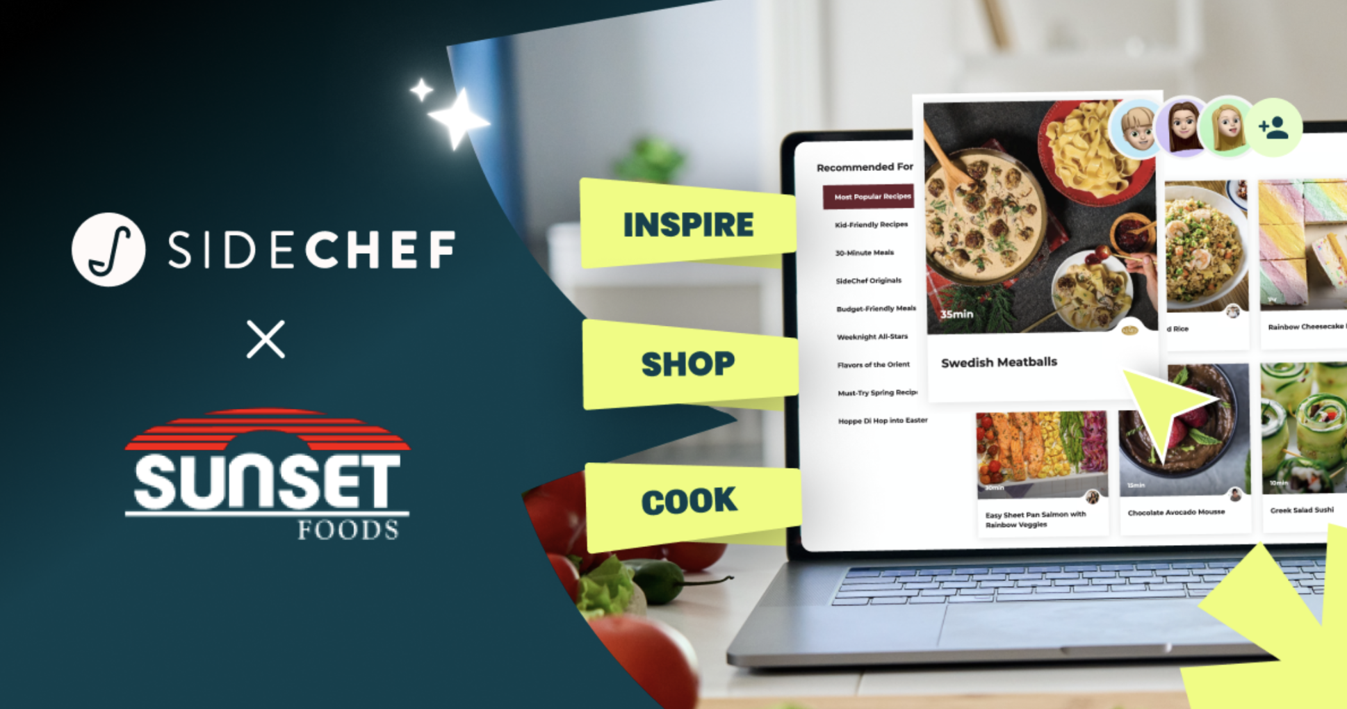 SideChef and Sunset Foods Recipe Rack platform promotional image