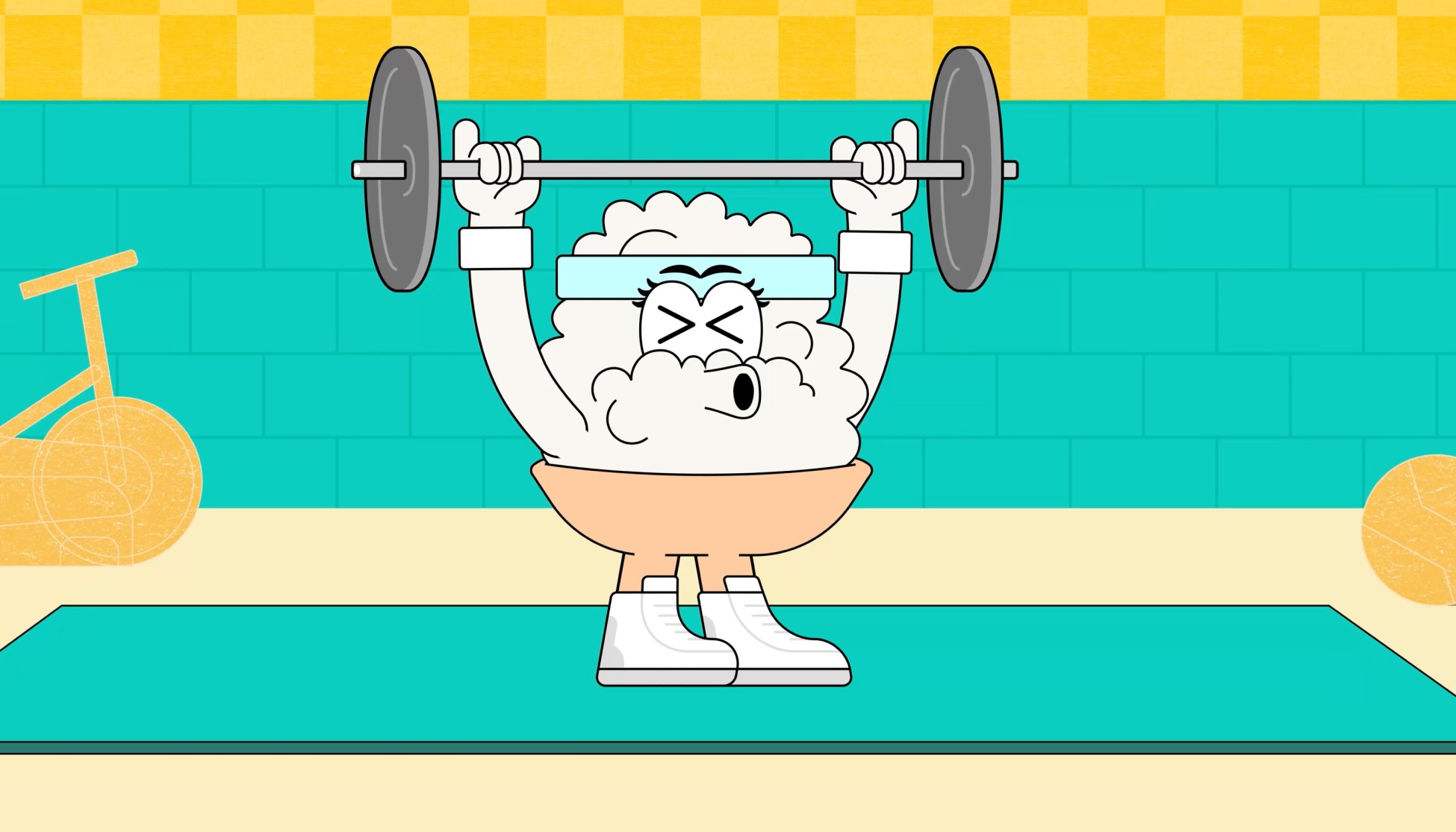 An illustrated bowl of dairy food lifts a barbell in Signal Theory's Snack for Real campaign