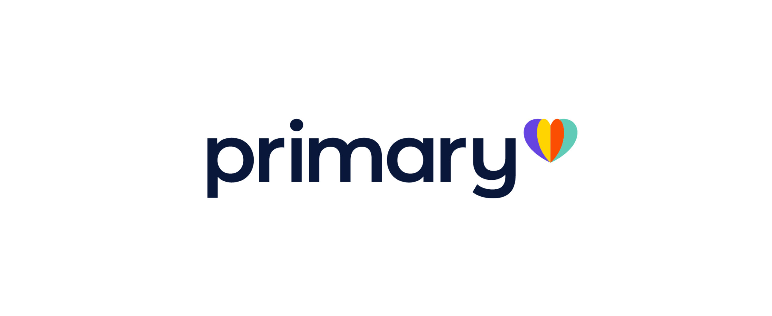 Primary.Health wordmark with a multicolored heart designed by Signature Creative
