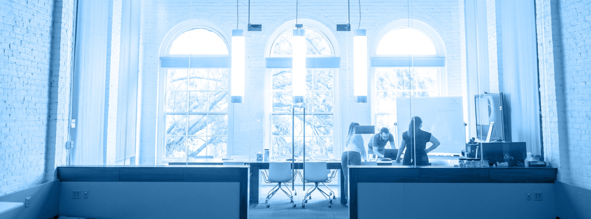 An archival photograph of Silverchair’s bright office interior