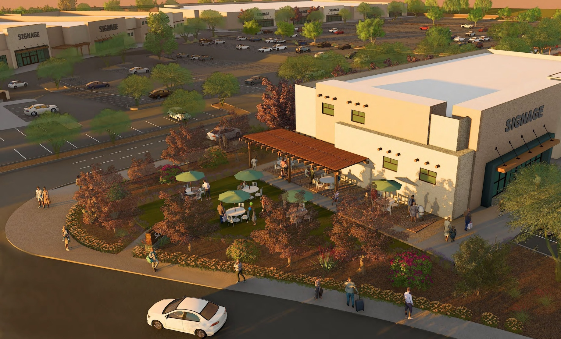 Architectural rendering of Lobo Crossing, a SimonCRE retail development in Albuquerque