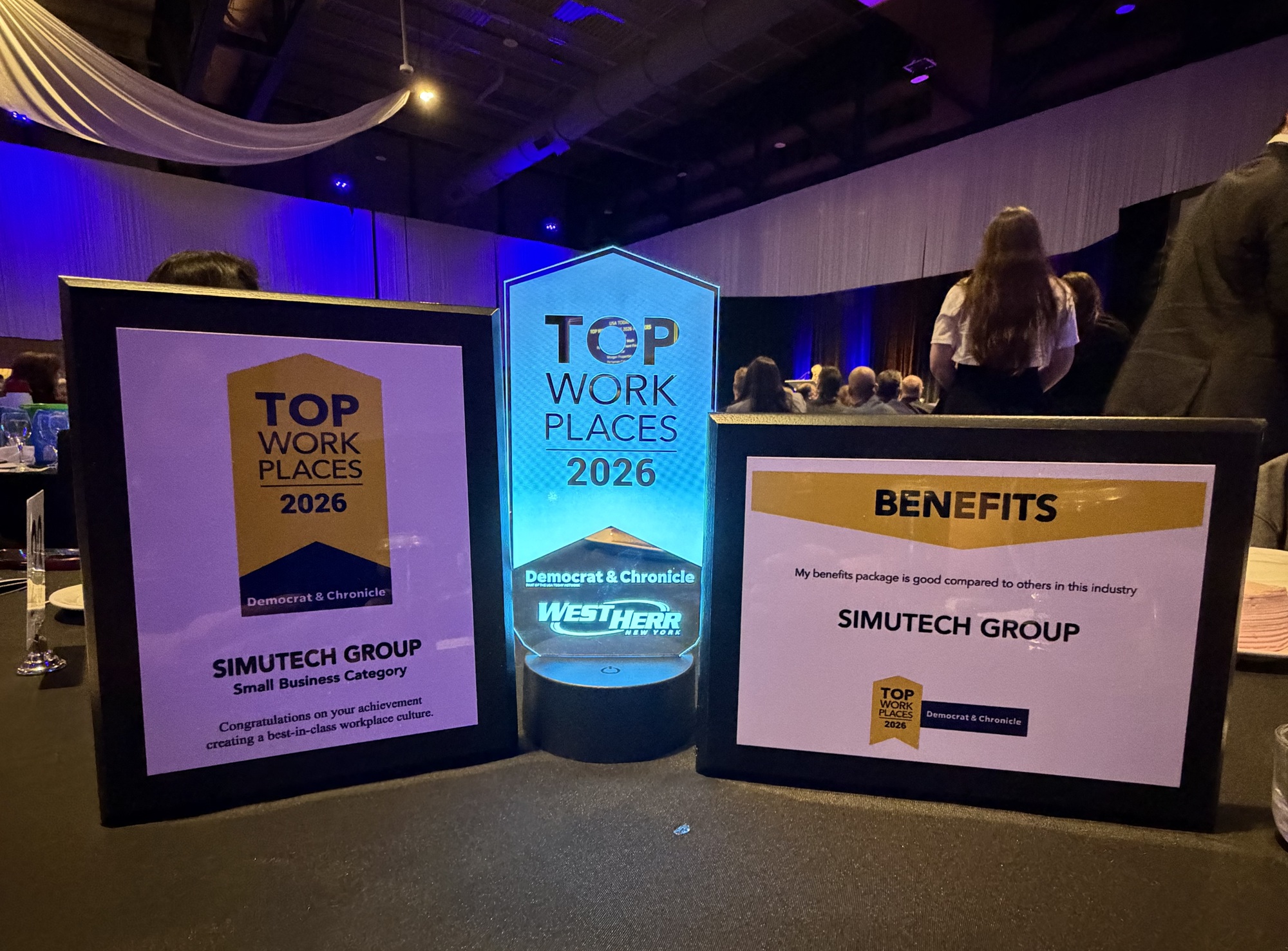 SimuTech employees at the Rochester Top Workplaces 2026 event