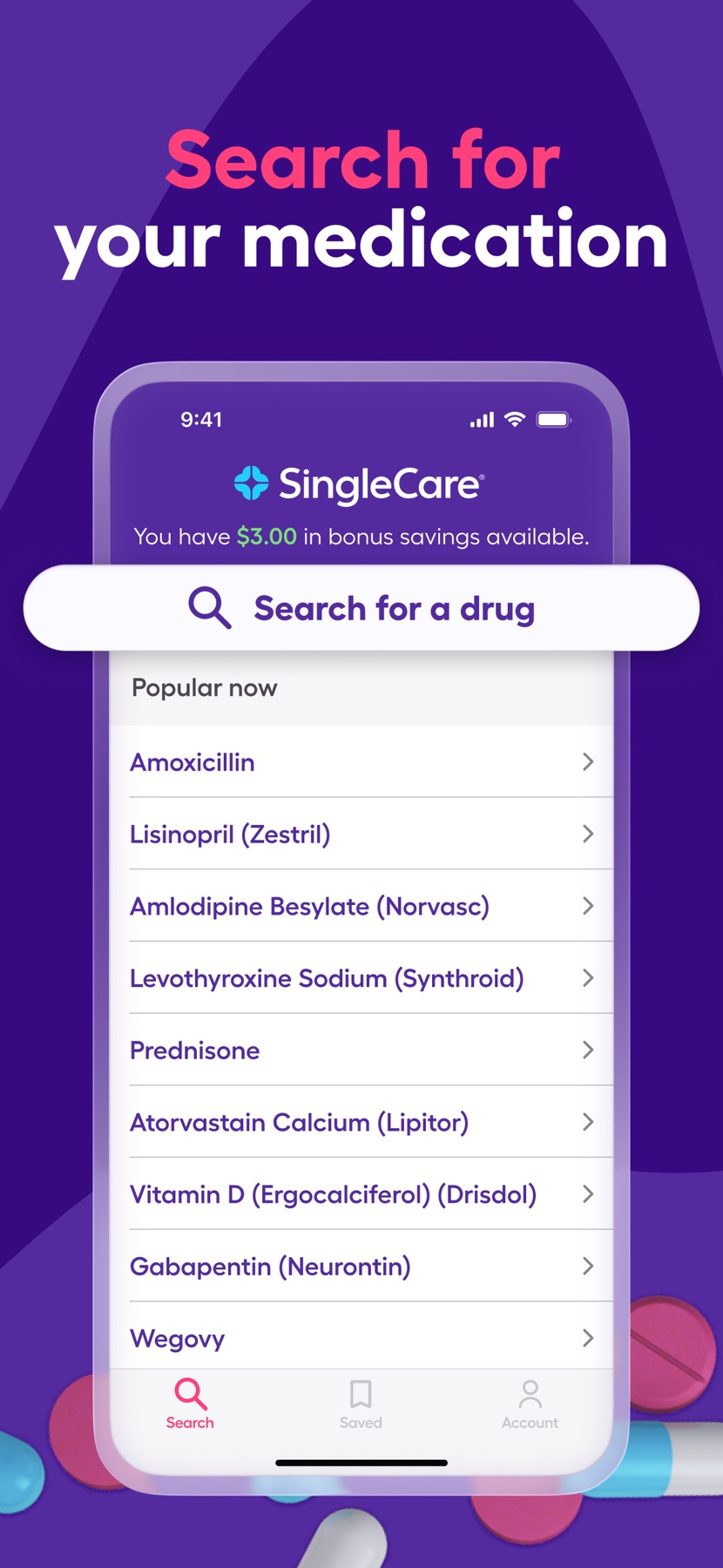 Official SingleCare iPhone app promotional screenshot