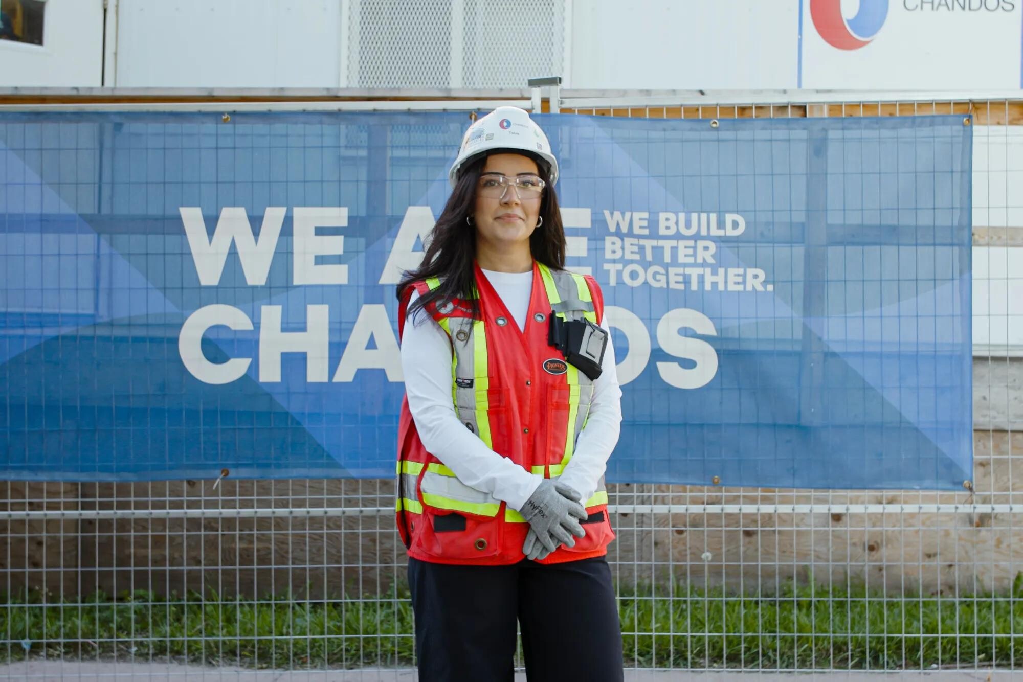 A Chandos construction worker photographed on an active job site
