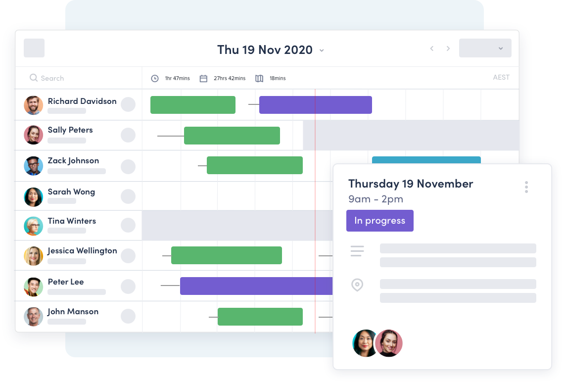 Skedulo scheduling product interface
