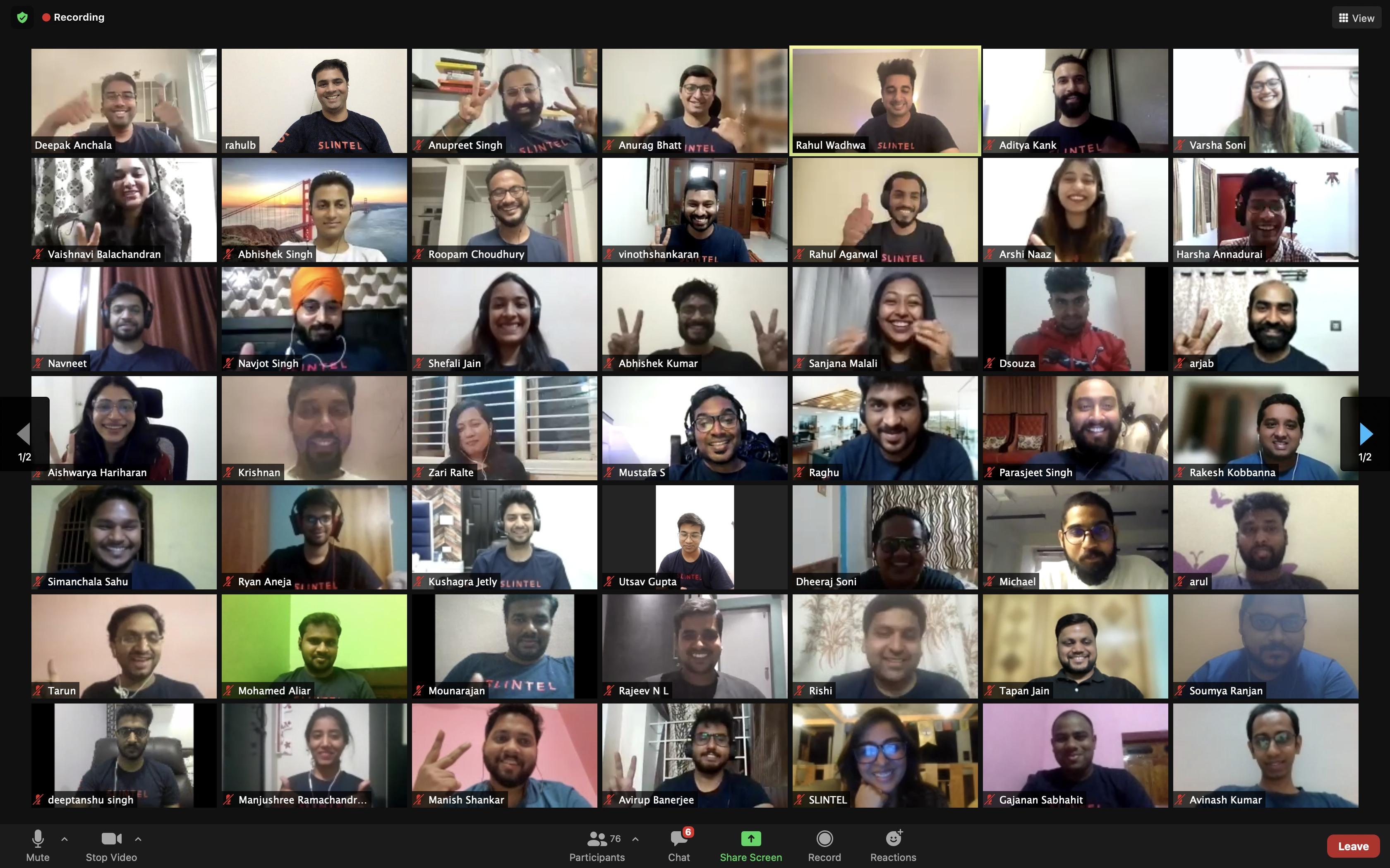 Slintel team celebrating on a video call after its 2021 Series A announcement