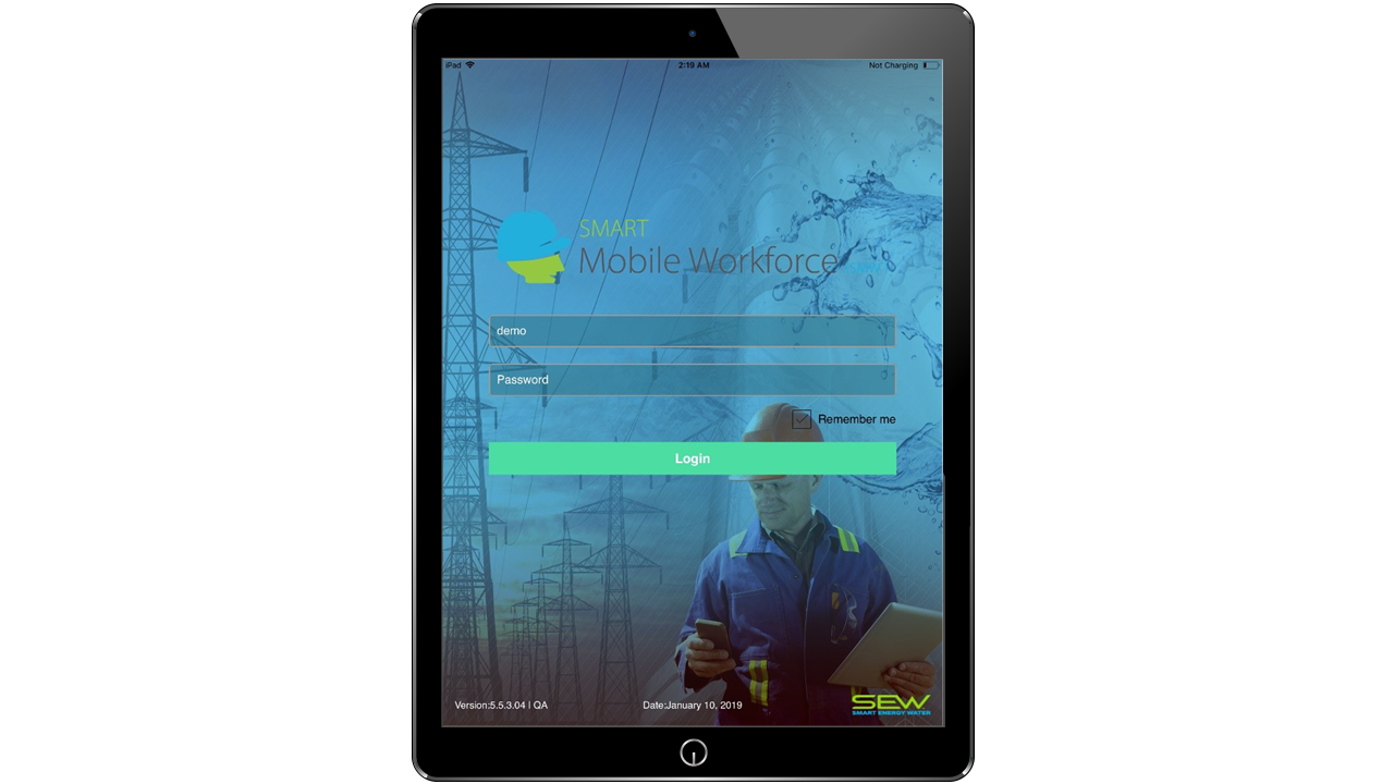 Smart Mobile Workforce software displayed on a tablet