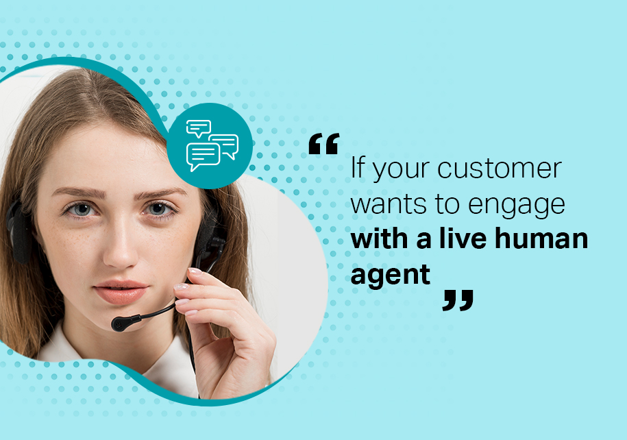 SmartAssist promotional graphic showing a headset-wearing agent and a message about reaching a live human agent