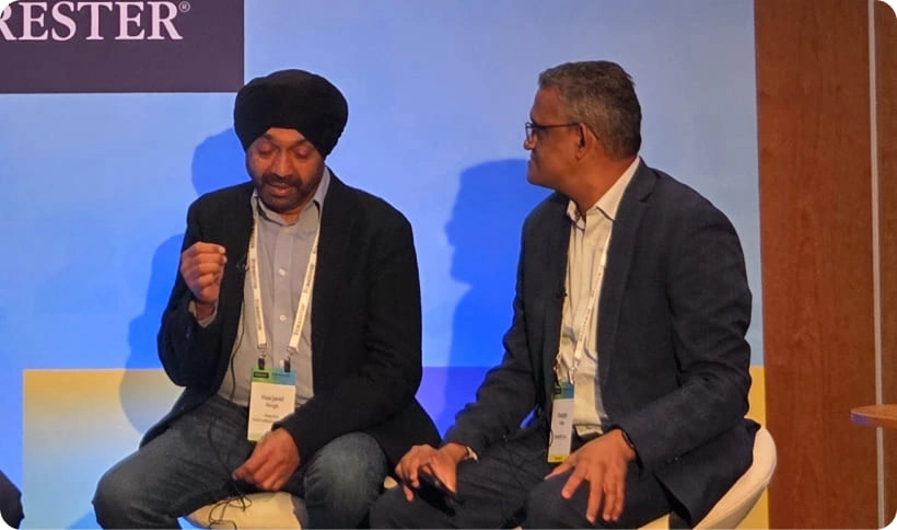 SMARTe founder Sanjay Gala with Finastra marketing operations leader Harjeet Singh at a business event