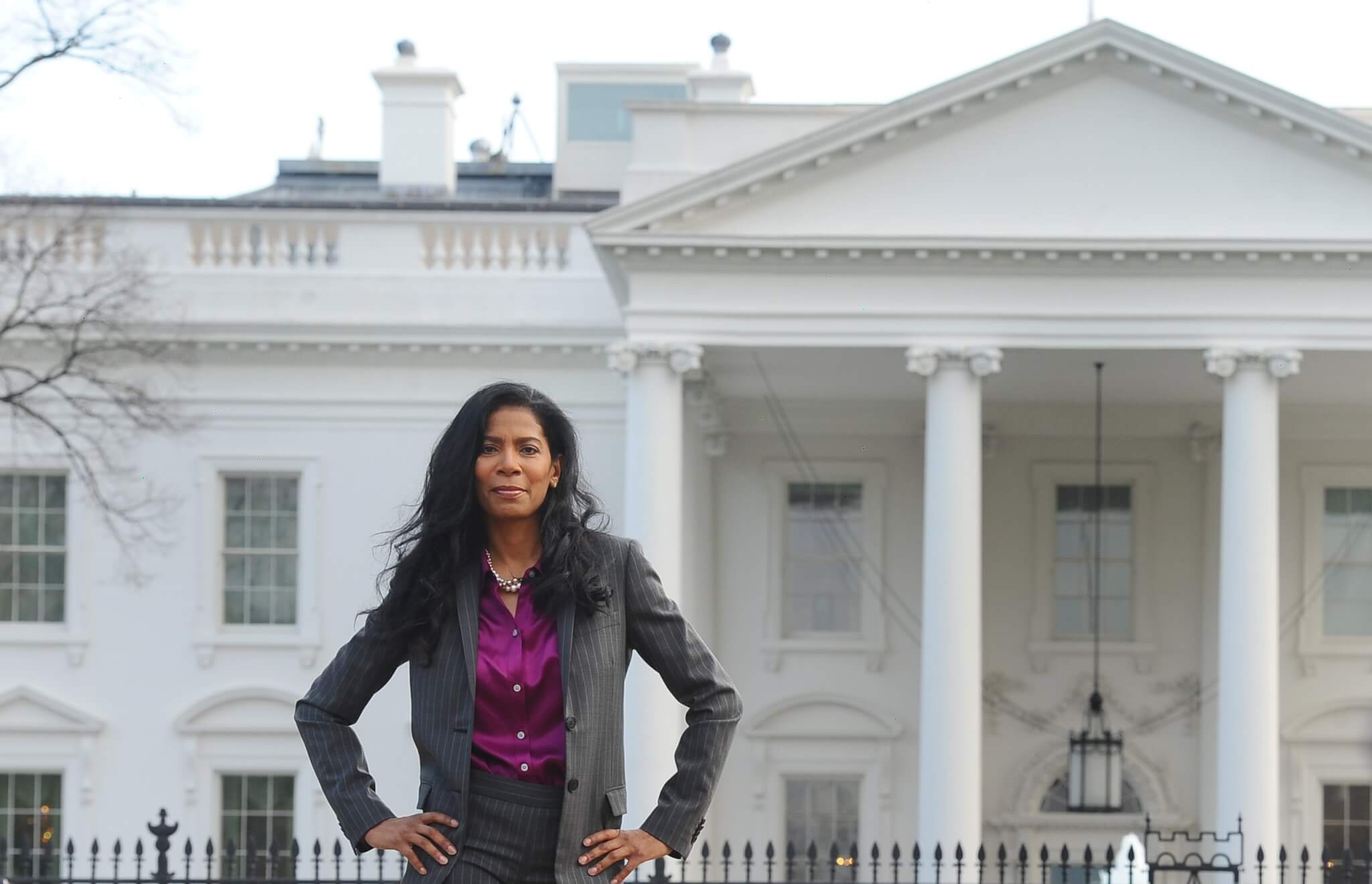 Judy Smith standing outside the White House