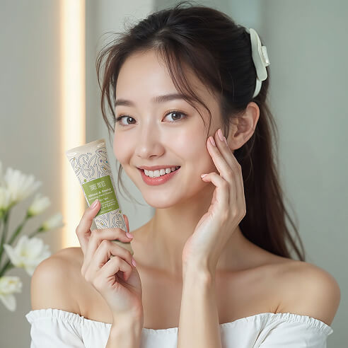 Snappr ecommerce photograph of a beauty product and model