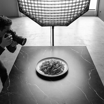 Photographer making a restaurant food image