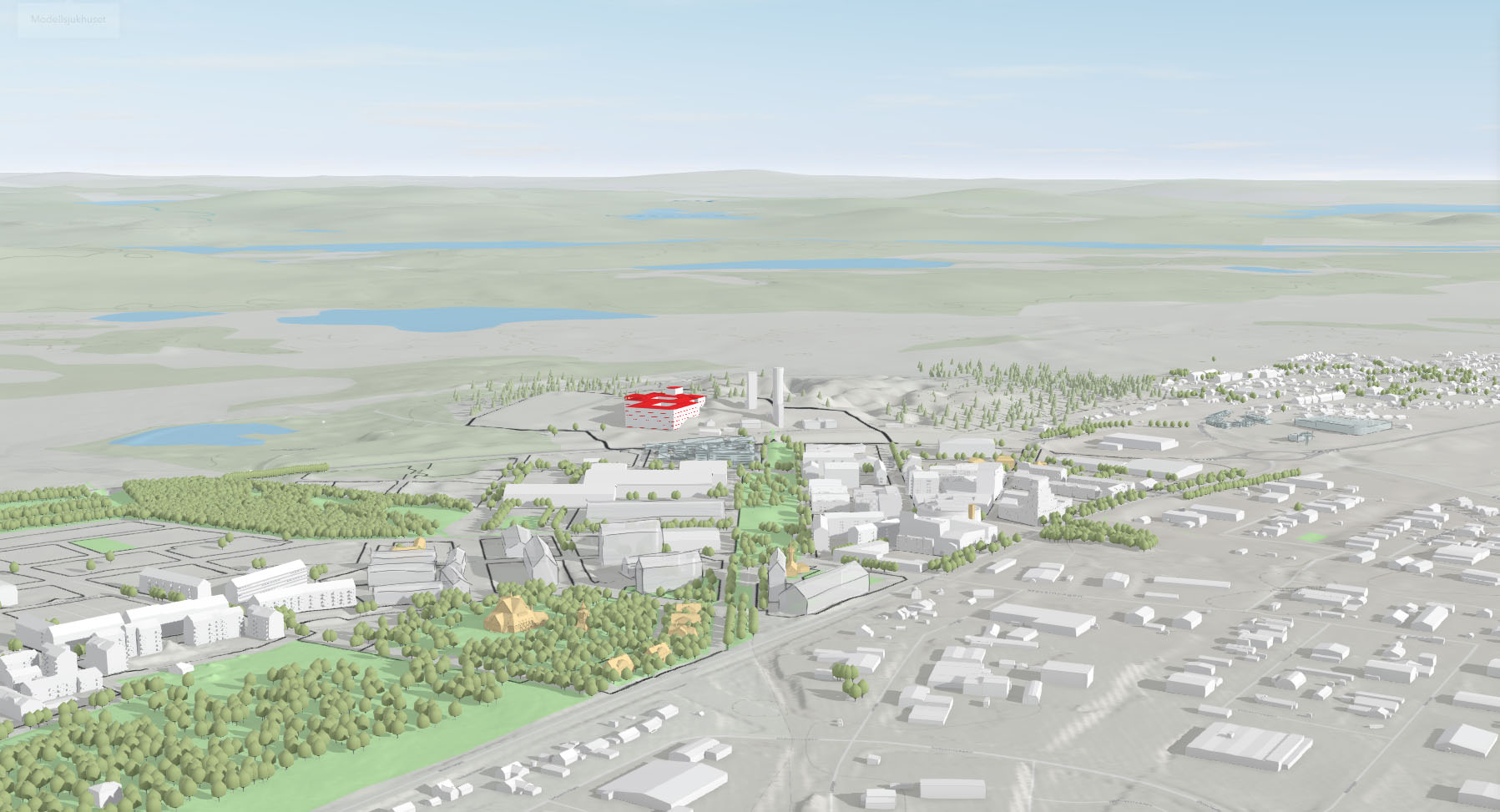 ArcGIS Urban visualization of Kiruna with the church, city park and city hall