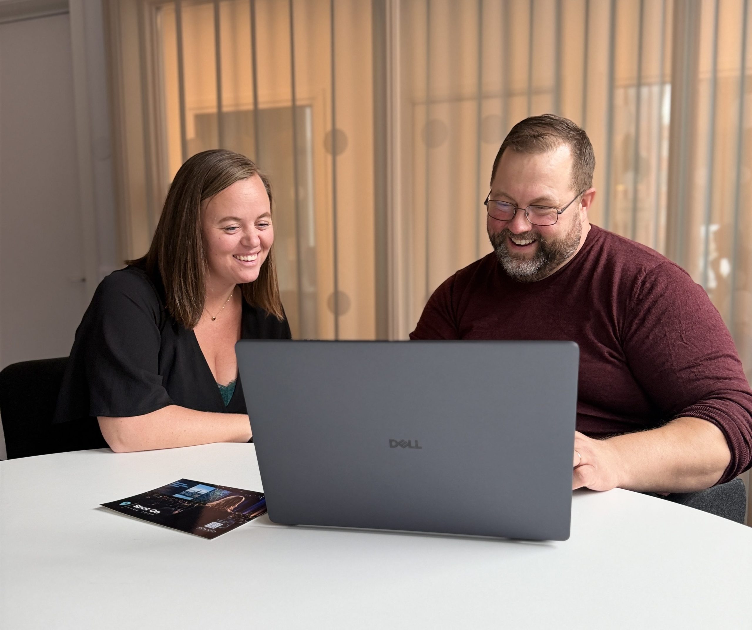 Johanna Westerlund and a colleague working together at a laptop