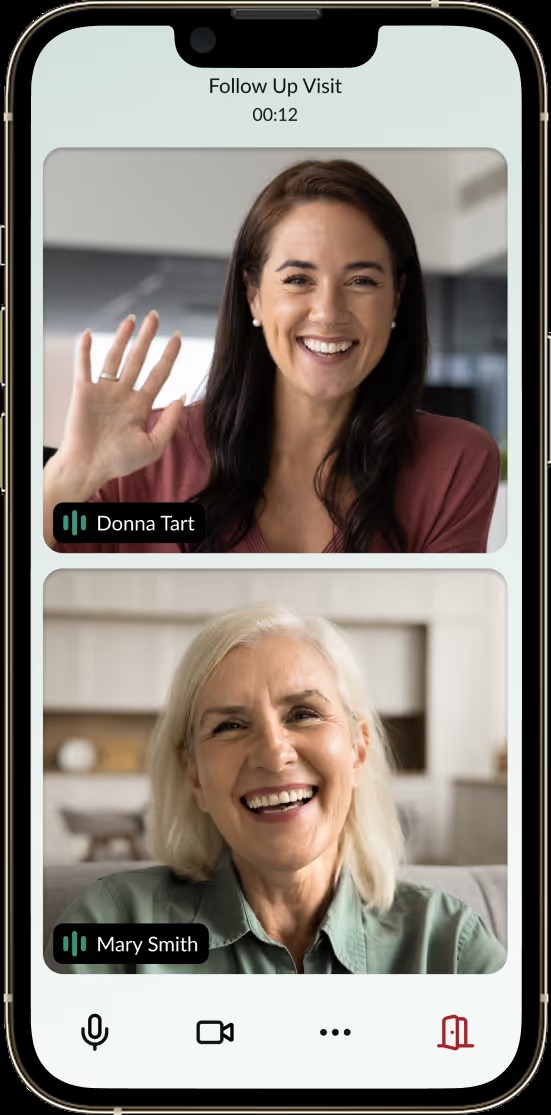 Solace mobile interface showing an advocate video call